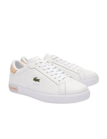 Zapatillas Lacoste Powercourt en piel blancas de mujer