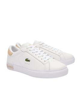 Zapatillas Lacoste Powercourt en piel blancas de mujer