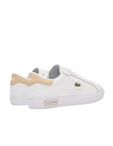 Zapatillas Lacoste Powercourt en piel blancas de mujer