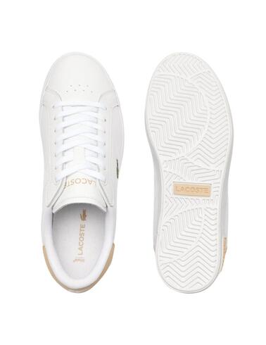 Zapatillas Lacoste Powercourt en piel blancas de mujer