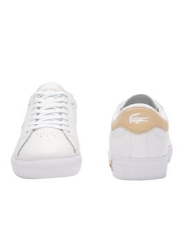 Zapatillas Lacoste Powercourt en piel blancas de mujer