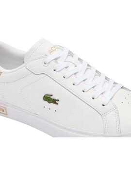 Zapatillas Lacoste Powercourt en piel blancas de mujer