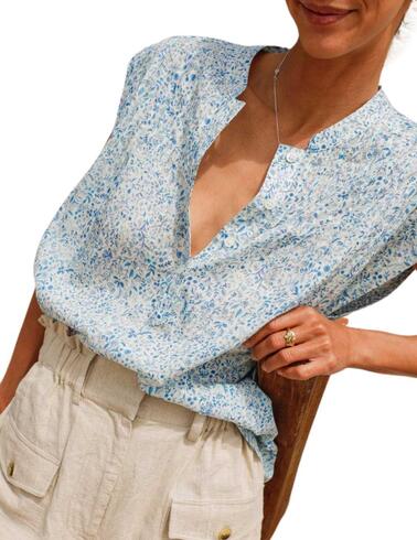 Blusa Indi & Cold de cuello mao con estampado floral