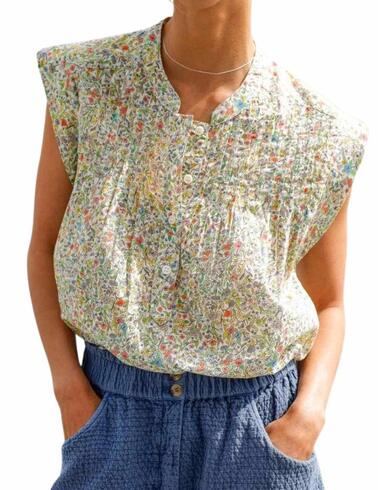 Blusa Indi & Cold de cuello mao con estampado floral