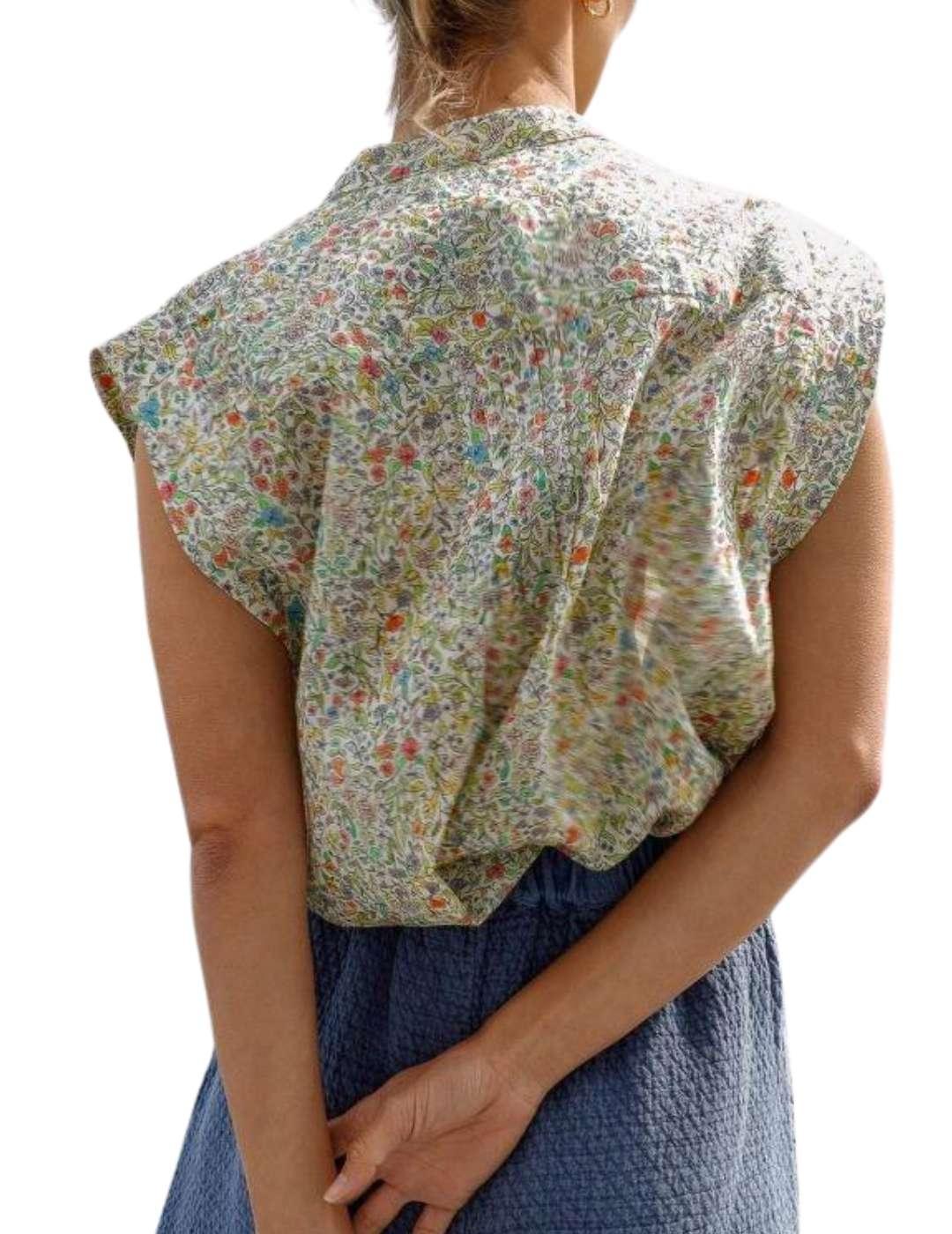 Blusa Indi & Cold de cuello mao con estampado floral