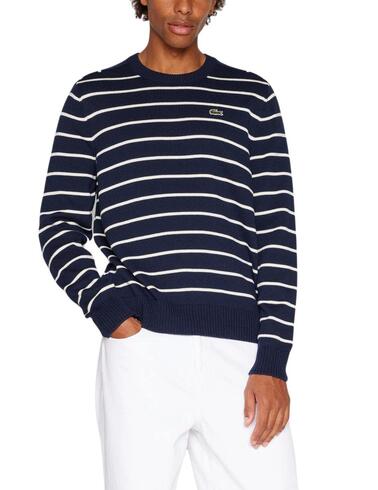 Jersey Lacoste de punto de algodón a  rayas para hombre