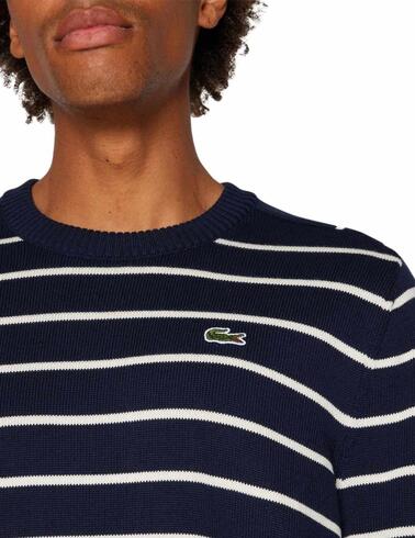 Jersey Lacoste de punto de algodón a  rayas para hombre