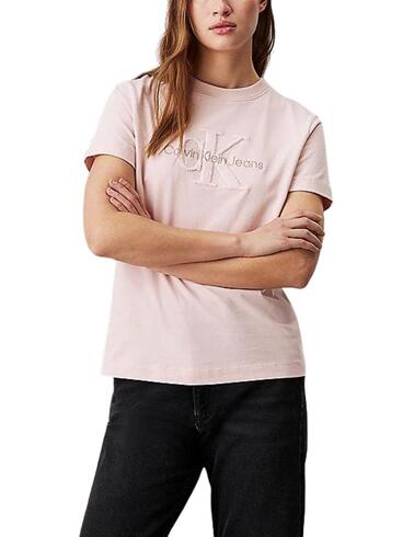 Camiseta Calvin Klein de chinilla con monograma para mujer