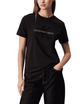 Camiseta Calvin Klein de chinilla con monograma para mujer