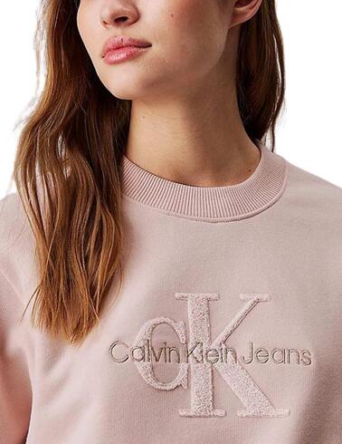 Sudadera Calvin Klein con monograma de chenilla de mujer