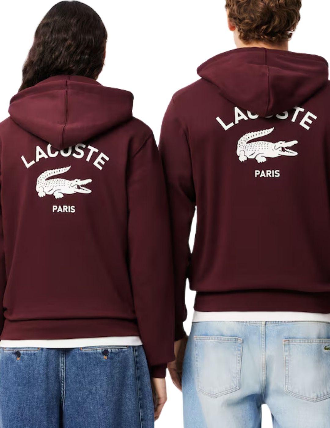 Sudadera Lacoste unisex con capucha y estampado a la espalda