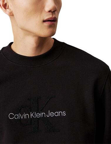 Sudadera Calvin Klein con monograma de chenilla en negro