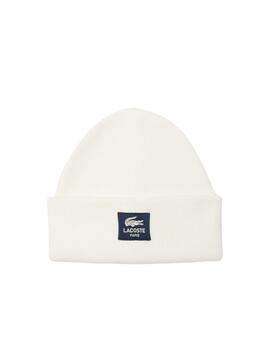 Gorro Lacoste de canalé de algodón con insignia unisex