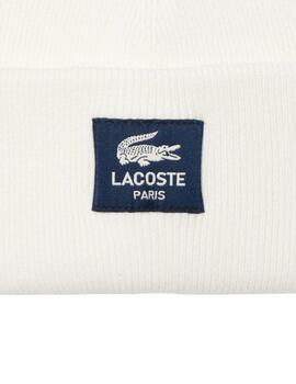 Gorro Lacoste de canalé de algodón con insignia unisex