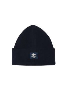 Gorro Lacoste de canalé de algodón con insignia unisex