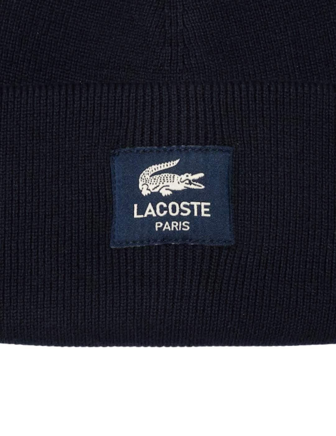 Gorro Lacoste de canalé de algodón con insignia unisex