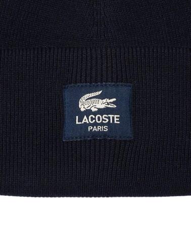 Gorro Lacoste de canalé de algodón con insignia unisex