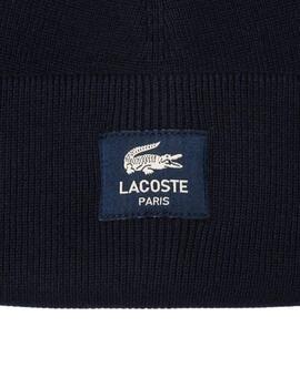 Gorro Lacoste de canalé de algodón con insignia unisex