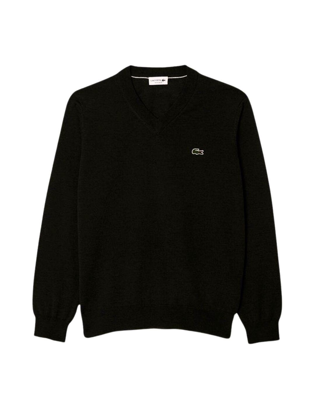 Jersey Lacoste de cuello pico básico para hombre negro