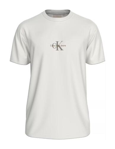 Camiseta Calvin Klein con logo bordado en el pecho en crudo