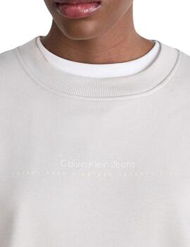 Sudadera Calvin Klein con logotipo en el pecho beige