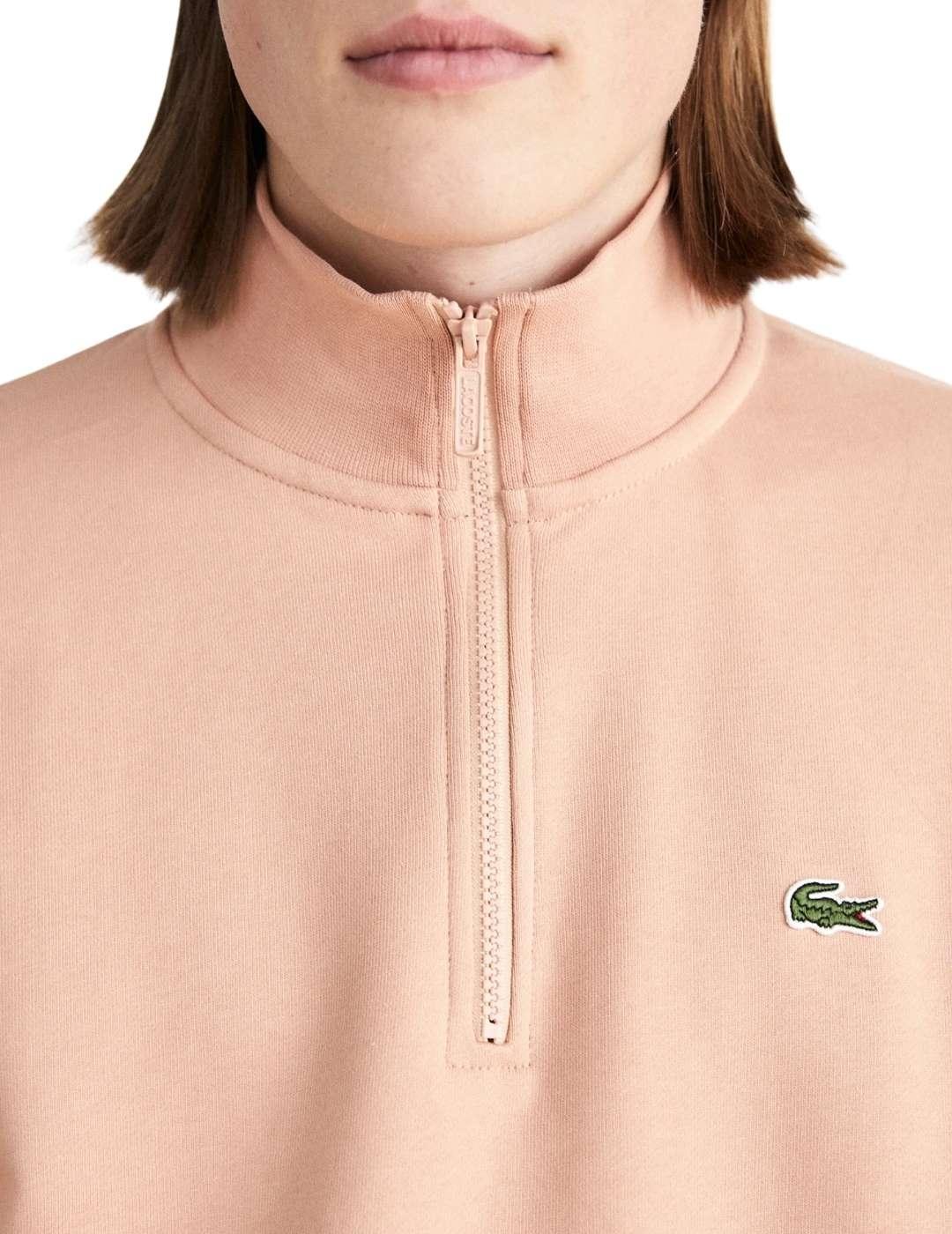 Sudadera Lacoste de media cremallera rosa unisex