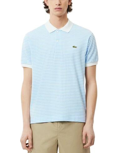 Polo Lacoste Original de manga corta a rayas para hombre