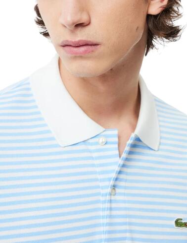 Polo Lacoste Original de manga corta a rayas para hombre