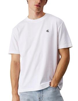 Camiseta Calvin Klein con logo impreso en la espalda blanca