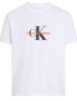 Camiseta Calvin Klein con logo impreso en el pecho en blanco