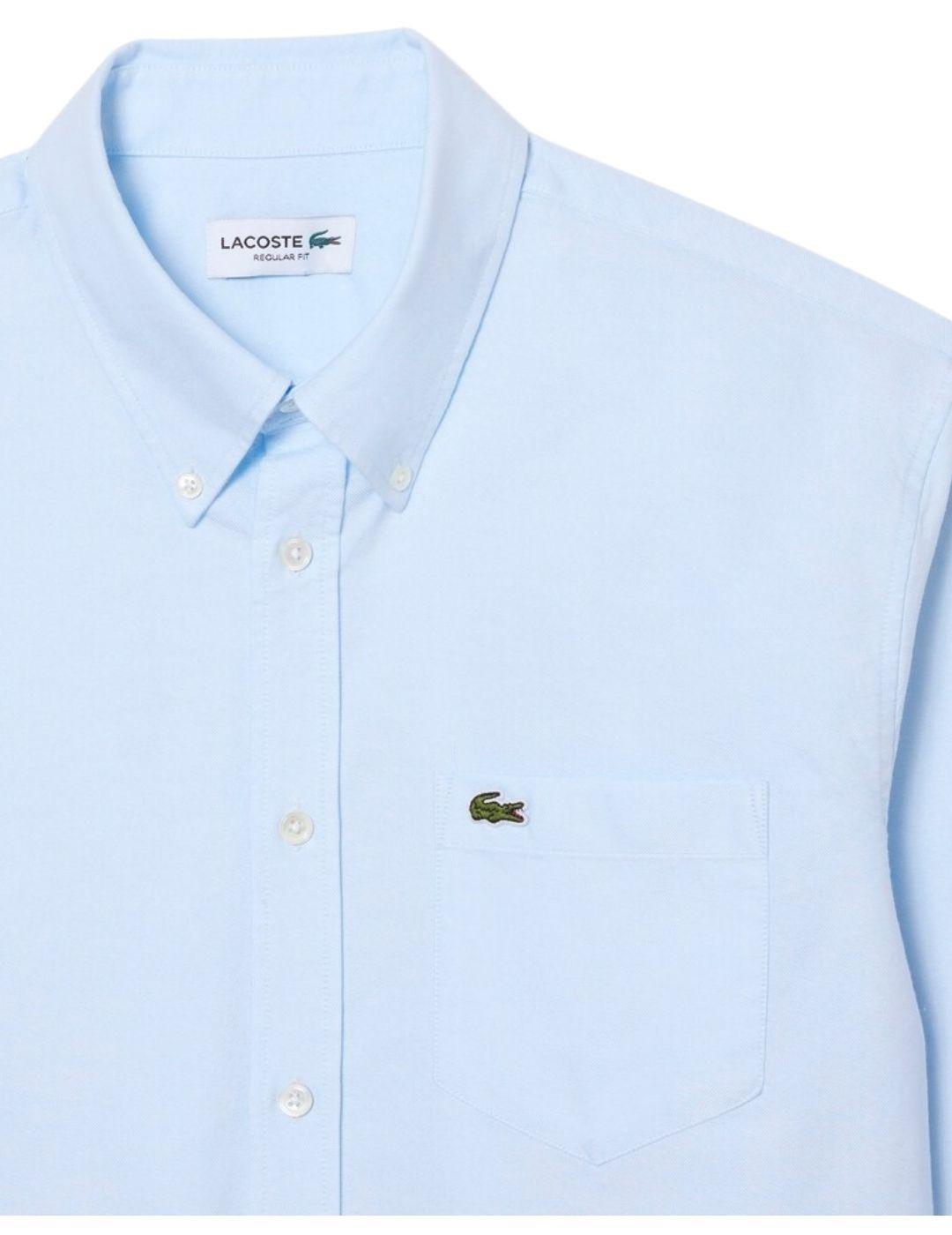 Lacoste cmsa m/l de oxford celeste bolsillo hombre