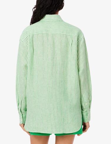 Camisa oversize Lacoste de lino de rayas para mujer