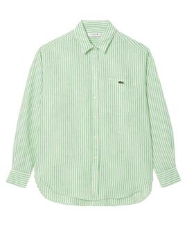 Camisa oversize Lacoste de lino de rayas para mujer