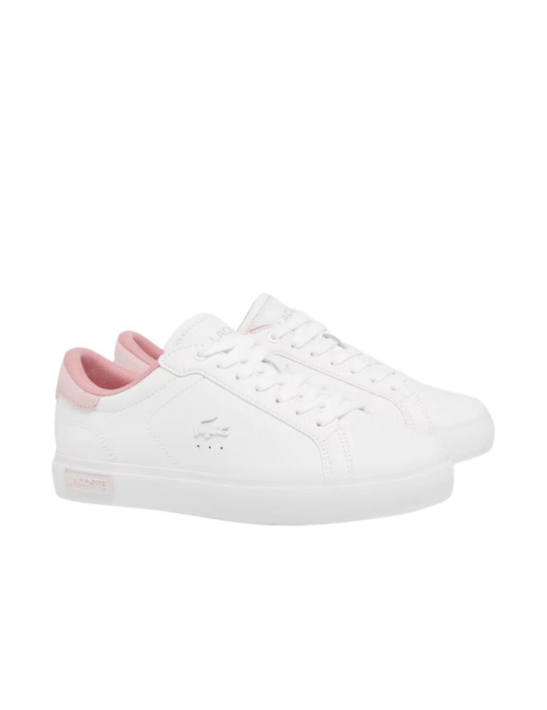 Zapatillas Lacoste Powercourt de mujer de piel en blanco