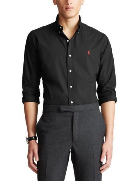Emigrar En Contestar el teléfono Camisa Polo Ralph Lauren popelín custom fit negra